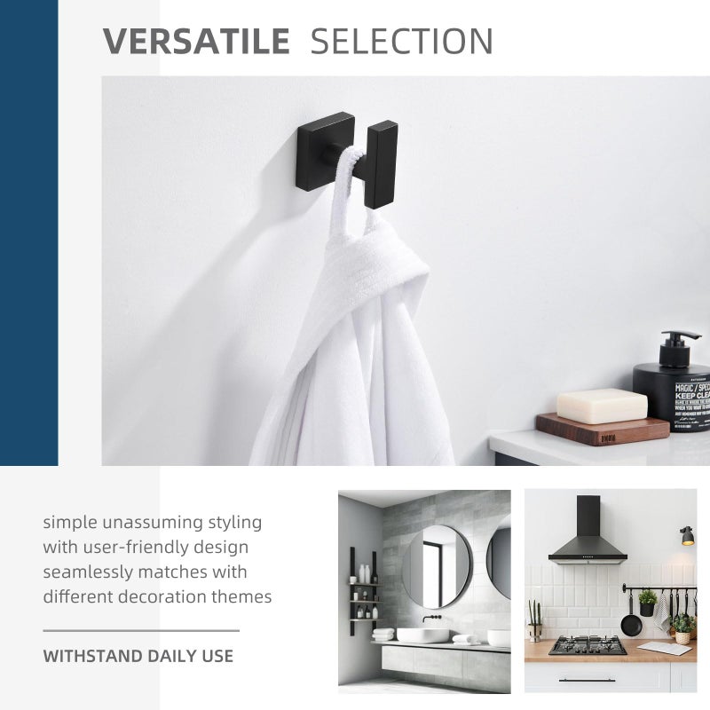 Angle Simple خطاف منشفة زاوية بسيطة للحمام، خطاف منشفة يد من الفولاذ المقاوم للصدأ للحوائط، أسود غير لامع - Image 3